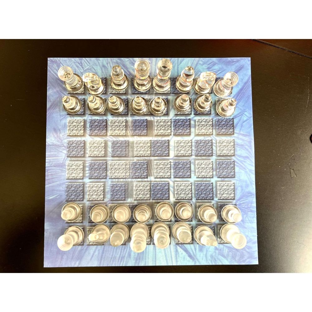 3D Glass Chess Set, Crystal and Frosted glass chess set